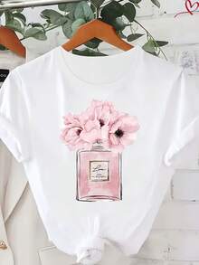 Women's All-Season Cotton Crew Neck Tee, Casual Slim Fit Short Sleeve Top, Breathable Soft Fabric, Essential Undershirt For Daily & Gym Activities - style_ae - 查看 1