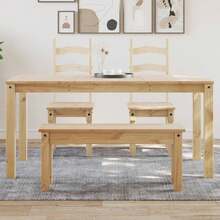 vidaXL Table à manger Panama 160x80x75 cm Bois massif - Tabac - Voir 1