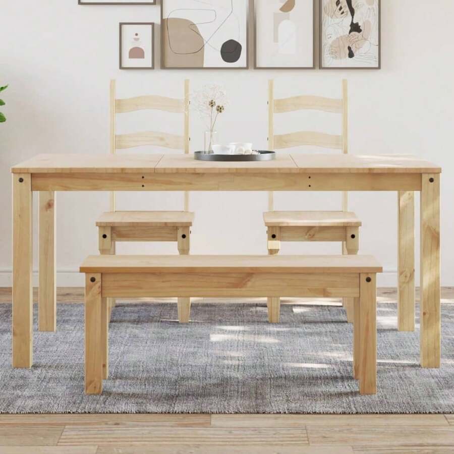 vidaXL Table à manger Panama 160x80x75 cm Bois massif - Tabac - Voir 1