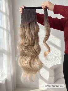 Clip Style Ponytail Extension Wrapping Curly Ponytail Gradient Brown 24 Inch Heat-Resistant Hard Synthetic Hair Piece, Suitable For Girls And Women's Parties And Daily Use - Brown Ombre - View 7