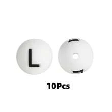 10/26pcs 15mm Silicone Letter Beads A-Z, DIY Bracelet Necklace Pacifier Chain Accessories - White - View 13