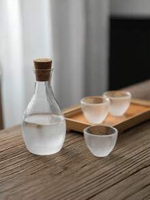 1pc/1 Set Matte White Teapot & Teacup, Minimalist Tea Art Style Fresh Matte White Transparent Hammered Texture Teapot, Teacup, Tea Canister Glass Tea Set, High Aesthetic Hosting Household Tea Ware - Multicolor - View 3