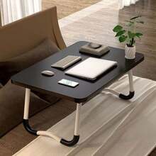1pc Portable Folding Table For Bed, Laptop Desk, Reading Tray, Dining Table With Cup Holder