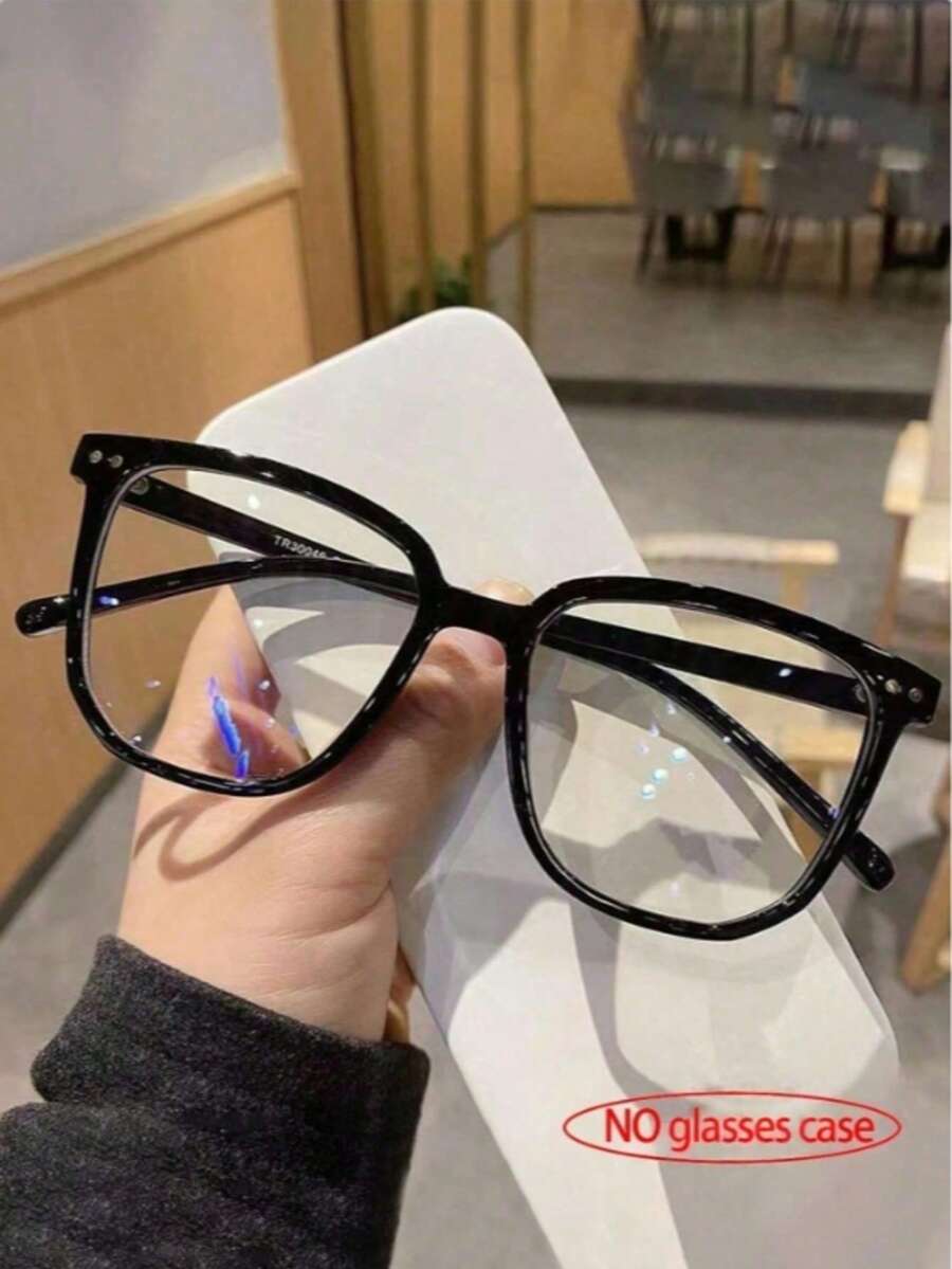 1pc Women's Modern Full Frame Square & Round Plastic Frame Clear Lens Glasses
