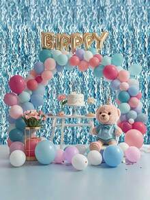 Bộ 4 tấm rèm phông nền tua rua màu vàng sâm panh ánh kim lượn sóng - 3.3 x 6.6 ft, thích hợp cho tiệc tùng | sinh nhật | phông nền chụp ảnh, trang trí tiệc, tiệc mừng em bé, lễ tốt nghiệp. - Màu xanh nhạt - Xem 7