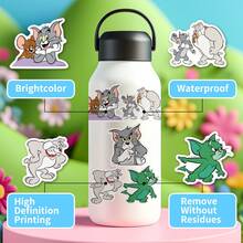 TOM AND JERRY. 50pcs Cartoon Stickers, Waterproof Cat And Mouse Anime Stickers, Suitable For Teenagers And Adults, Cute Anime Stickers, Can Be Used For Decorating Scrapbooks, Laptops, Guitars, Luggage, Classroom Rewards [Official Authorization] School Supplies - Multicolor - View 6