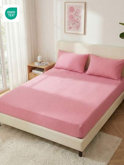 1pc Mattress Protector Cover, Home Decor, Fits Full Size Bed, Comfortable Textile, Breathable, Essential For Dorm, Fluffy Bedding, Suitable For Twin/Full/Queen/King Size Bed, Washable, Oeko-Tex Certified