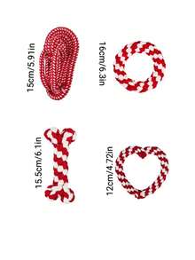 4-Piece Dog Rope Toys Set: Unique Shapes, Tightly Braided Cotton Rope For Durable Chewing & Teeth Grinding - Multicolor - View 2