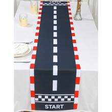 1pc Football Theme Table Runner, 180*35cm Polyester Tablecloth, Football Themed Tablecloth, Football Party Decor, Football Birthday Party Supplies, Football Event Decoration, Home Decor, Kitchen Decor, Dining Table Decor, Holiday Party Supplies, Bridal Shower Favor, Baby Shower Decor, Wedding Guest Gifts - 賽道 - 查看 4