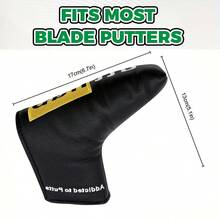 HubOUTTT 复古系列黑黄撞色刺绣推杆套，反面亮黄色皮革饰边，运动风格防刮保护套，高尔夫球场时尚防护装备 - 黑色 - 查看 3