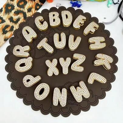 1件新款锆石字母吊坠，优雅魅力，A-Z字母，18k镀金，珠宝制作配件