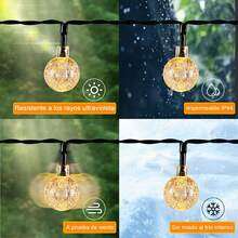 5m solar string lights al aire libre, fácil de instalar bombillas resistentes a roces al aire libre, luces decorativas para fiestas, luces de cadena de terraza solar para cafés, jardines, terrazas y bodas al aire libre, puede durar 10+ horas, buenas cosas para el año nuevo - 5 m/16 pies, 20 LED, 1 unidad - Ver 4