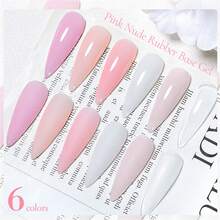 Mtssii 7ml Natural Nude 2 In 1 Rubber Base Gel Nail Polish Milky Pink Jelly White Nail Camouflage Color Coat Semi Permanent Soak Off UV Rubber Gel Base For Nails Manicure Nail Supplies Nail Art Design For Home Salon Gift For Women - 裸粉色 - 查看 8