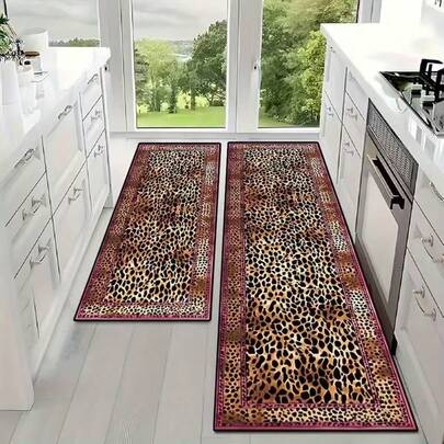 1 pieza Alfombra de área con estampado de leopardo, Felpudo de cocina, Alfombra de cocina, Felpudo, Alfombra pequeña, Alfombra, Alfombra pasillo, Alfombra de piso, Decoración del hogar, Alfombra de área, Alfombra de exterior, Decoración del hogar, Alfombra de área, Alfombra de dormitorio, Alfombra lavable