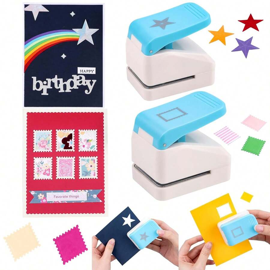 3D邮票星形压花打孔器；用于剪贴簿、日记本、纸艺、DIY卡片制作的打孔压痕工具，纸艺、剪贴簿、DIY卡片制作、艺术工艺用品
