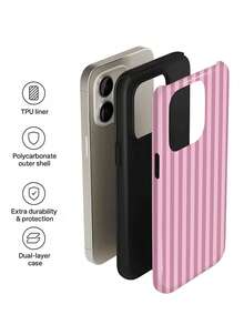 1 chiếc ốp lưng điện thoại cứng 2 trong 1 kiểu dáng tối giản, nghệ thuật, họa tiết sọc nhiều màu sắc, bóng bẩy, tương thích với Samsung/ 11/12/13/14/15/16/17 Pro Max, phiên bản quốc tế, không phải phiên bản nội địa. - Nhiều màu - Xem 5