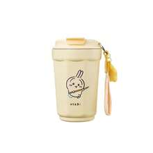 Miniso Chiikawa Series Usagi 360mL /12.17oz Beige Insulated Coffee Cup - Stainless Steel Material, Bunny Cartoon Print, Detachable Charm & Leak-Proof Lid For Office/Commute(1PC) - Yellow - View 9