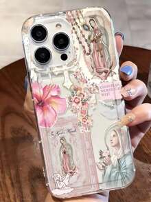 Religious 1pc Personalized Cross & Virgin Mary Graphic Phone Case, Suitable As Holiday Gift Compatible With Samsung, Apple XS/XS Max/XR/11/12/13/14/14 Plus/15/15 Plus/16/16 Plus/7/8 Plus/17/17 Pro And Other Models, Protective Cover - Multicolor - View 1