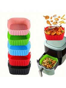 1/2pcs Air Fryer Silicone Baking Mat, Heat Resistant Silicone Steamer Tray, Baking Pad For Cakes - Multicolor - View 6