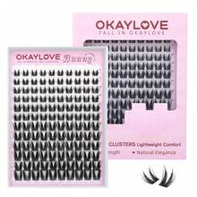 OKAYLOVE Manga Lash Clusters With Spikes, LIRA 8-18mm DIY Cluster Eyelash Extensions Kit, 140pcs CC Curl Clear Band Individual Lashes With Lash Bond And Seal, Remover, Lash Tweezers - 兔子 - 僅睫毛 - 查看 10
