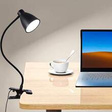 1 Piece LED Clip-On Table Lamp With Horn-Type Neck, Adjustable Neck, USB, Clip-On Lamp For Cabinet, Desk, Bedside Or Book, For Work, Reading, Crafts, Computer, Video Conferencing, Black - A - 查看 7