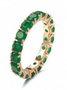 1 chiếc nhẫn đính hôn phong cách Bohemian với đá Zirconia khảm trên nền màu hồng, xanh lá cây hoặc xanh ngọc - Trang sức đính hôn và cưới - màu xanh lá - Xem 2