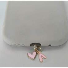 1pc Pink Heart-Shaped Metal Dust Plug, 26 Letter Heart Charging Port Protector Cover, DIY Phone Decor Compatible With Apple/Type-C, Mobile Device Dust-Proof Accessory, Girly Letter Heart Dust Plug, Gift For Friends, Valentine's Day Gift, Festival Small Gift Gifts For Mother, Family, Friends, Kids, Birthday, Holiday Phone Accessories Phone Charm - Pink IPhone - View 14