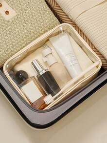 1个装化妆包 旅行PVC防水可视化妆品收纳袋 大容量户外游泳杂物便携式洗漱包，旅行便携式化妆品收纳袋 多功能洗漱包 行李整理收纳袋 旅行商务旅行防水收纳袋 化妆包 - 彩色 - 查看 5