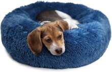 Calming Dog Bed For Medium Dogs Washable Donut 30 Inches Anti-Slip Pet Bed,Round Fluffy Plush Faux Fur Cat Bed,Fits Up To 45 Lbs Pets,Navy Blue - ColorL - 查看 1