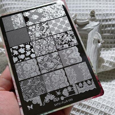 Nail Art Stamping Plate, Beginner Friendly Nail Decoration Template, Lace, Floral, Line Design Transfer Stamping Template, Nail Polish Stamping Mold, Nail Art Stamping Template, Transparent Transfer Silicone Stamp, Nail Art Tools