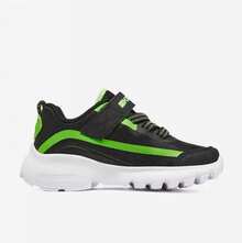 Skechers 新款幼儿魔术贴透气休闲运动鞋 - 黑色/檸檬色 - 查看 3