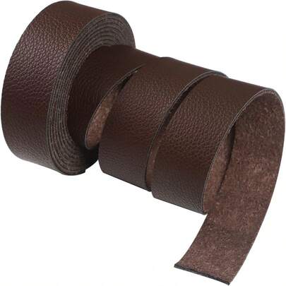 Lychee Pattern Leather Strap, Brown 71 Inches Long 1 Inch Wide, Suitable For DIY Craft Projects, Pet Collars, Traction Ropes, Belts, Keychains, Watch Straps