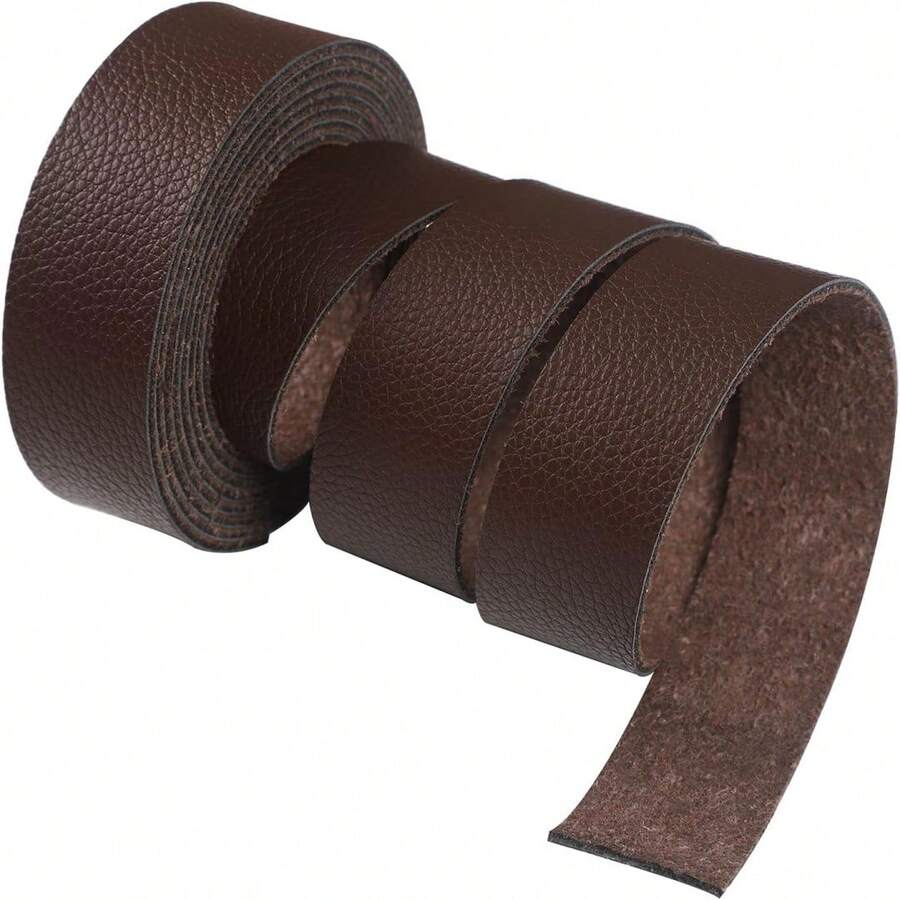 Lychee Pattern Leather Strap, Brown 71 Inches Long 1 Inch Wide, Suitable For DIY Craft Projects, Pet Collars, Traction Ropes, Belts, Keychains, Watch Straps