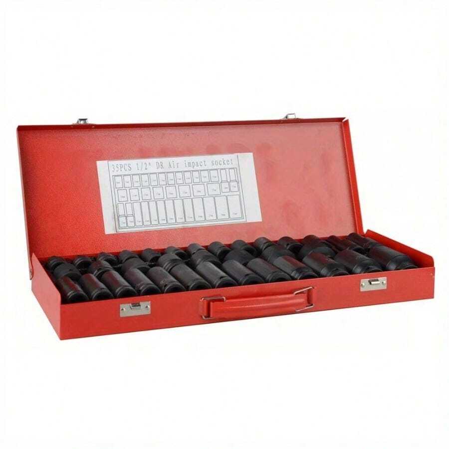 35pcs 1/ 2" Inch Sq Metric Drive Deep Impact Socket Tool Set Garage 8-32mm UK Stock, Rugged Construction, Enhanced Storage Case - 35PCS- Iron Box - View 1