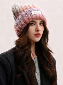 1顶个性化猫耳（蒸猫耳造型面包）毛绒羊毛帽，保暖耳罩，适合冬季日常佩戴