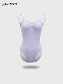 balletto Dancewear For Dance Exam Practice, Adjustable High-Waist Straps Design, Front & Back V-Neck Unitard, Adult Slim Shapewear - 紫丁香色 - 查看 12