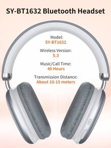 Tagry Wireless Bluetooth Headphones With Microphone, Foldable & Portable, HiFi Stereo, Memory Foam Earcups, Silver - Silver - View 11