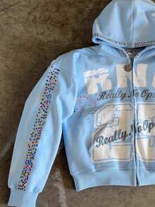 Men's 3D Graphic Zip Up Hoodie Streetwear Oversized Blue Jacket For Casual Fall Winter Hip Hop Style - Màu xanh lam - Xem 3