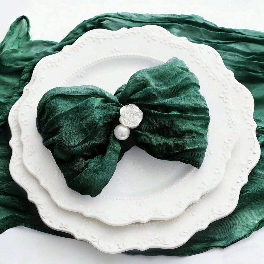 6/10 Stück einfarbige Stoffservietten aus weichem Gaze-Mulltuch, 50*50cm/20*20 Zoll, wiederverwendbar und waschbar, rustikale Boho-Tischwäsche für Hochzeit, Bankett, Geburtstag, Dinnerparty, Innen- und Außenveranstaltungen, Hotel, Familie, Restaurant und Küche - Dunkelgrün - Übersicht 1