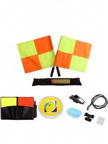 一套专业足球裁判装备 - 红黄牌、哨子、边线旗、边裁旗、足球训练及比赛装备 - 彩色 - 查看 1