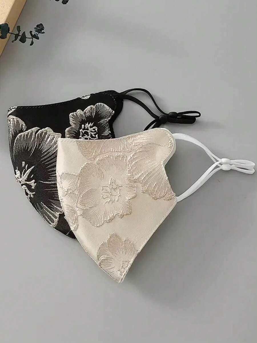 3D Embossed Peony Women's Face Mask - Adjustable Ear Loops, High-End Fashion Breathable Sun Protection, 3D Stylish Accessory, Suitable For Daily Outings, Versatile Mask With Exquisite Design, Delicate Embroidery, Durable Material
