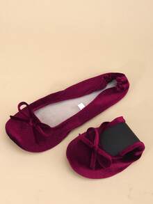 Bailarinas clásicas de mujer, livianas y con sensación de descalzo, suaves y versátiles, plegables y de fácil deslizamiento, aptas para uso en interiores, sandalias planas de mujer, pantuflas de mujer - rojo intenso - Ver 3