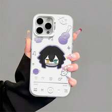 Chibi Characters Phone Case For  14/15/16 - Shockproof Cover, Cute Music-Themed Mitsuri/Obanai Anime Graphic Design - Gris - Ver 11