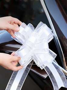 10pcs Snowflake Organza Ribbon Bows, Confession Ribbon Snow Gauze Hand-Pulled Flower, Gift Wrapping Ribbons, Ribbons For Crafts, Parties, Weddings, Wedding Cars - Multicolor - View 2