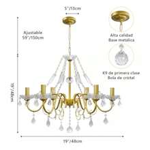 CYPNLámpara de techo moderna Lámparas de cristal de 6 luces Adecuada para decoración de techo interior en sala de estar Dormitorio Cocina Comedor DoradoFashion - 219773704 - Ver 4