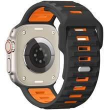 46mm/49mm/45mm/44mm/42mm 硅胶运动表带，兼容 Ultra 2/Ultra，适合男士 Series 1 2 3，防水表带适用于 Series 10 9 8 7 6 5 4 SE 3 2 1 - 黑橙 - 查看 8