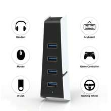 Topwolf USB Hub For P5, 5-In-1 USB Port Expander Compatible With P5/P5 SLIM/P5 PRO Console - Black and White - View 6