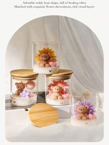 Cute Bear-Shaped Scented Candle, Adorable Bear Birthday Gift, Home Decor Candle Holder, Ideal For Valentine's Day, Christmas, Mother's Day, Also Suitable For Indoor Decoration, Graduation Gift, And Gift For Women - Multicolor - View 9