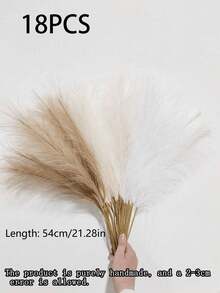33pcs Artificial Pampas Grass, 55cm/21.65in, Fluffy Fake Flowers, White, Beige, Brown, Artificial Reeds, Faux Pampas Grass, Farmhouse Decor, Boho Style Decor, Artificial Flowers, Fake Pampas Decor, Vase Filler, Room Decor, Wedding Centerpiece - White Rice Coffee - View 10