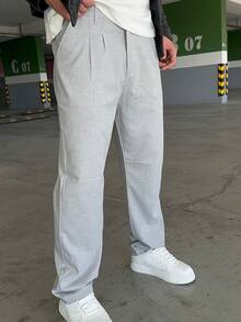 Men's Solid Color Pocket Casual Versatile Commuting Suit Pants - Grey - View 4